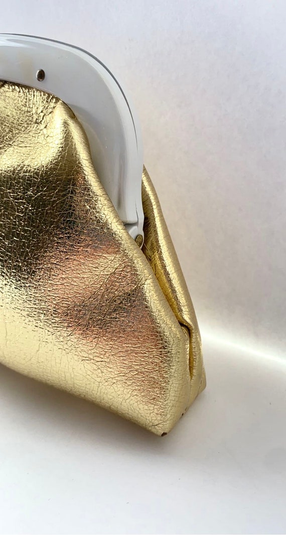 Vintage gold purse, metallic gold clutch, vintage… - image 4