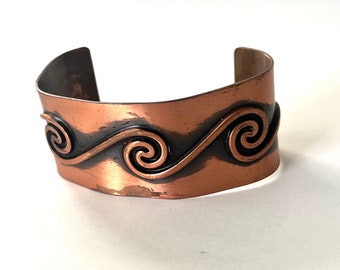 Vintage Copper Cuff, Spiral Patterned Cuff, Copper Bracelet, Vintage Cuff, Vintage Bracelet, Spiral Patterned Bracelet, Abstarct Copper