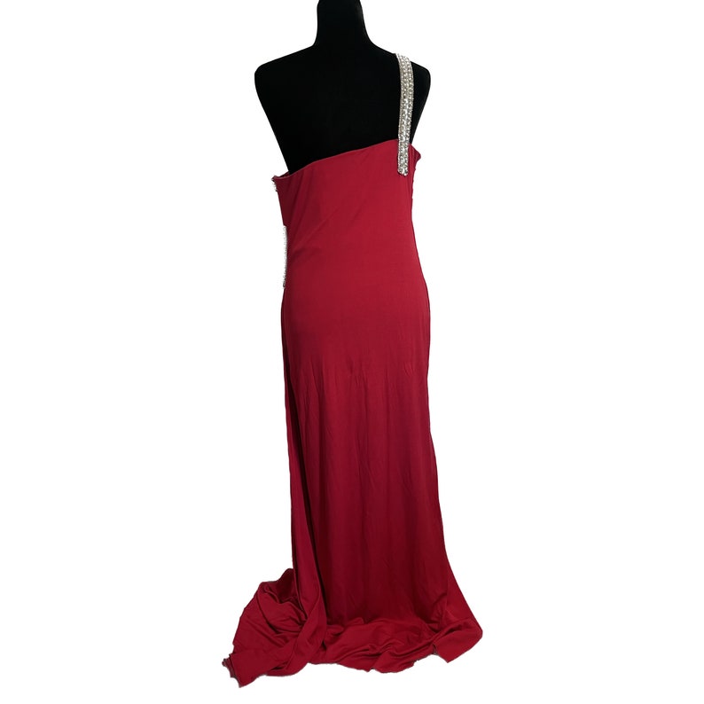 VICTORIA ROYAL 90s Vintage Designer Red Dress, One Strap Red Dress, Rhinestone Dress, Vintage Evening Gown, Vintage Prom Dress, Evening Wear image 5