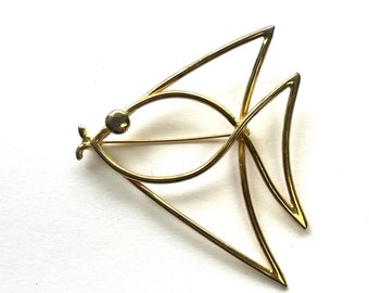 Vintage Fish Brooch, Golden Fish Pin, Vintage Pin, Vintage Fish Brooch, Minimalist Fish Brooch, Minimalist Gold Pin, Vintage Pin