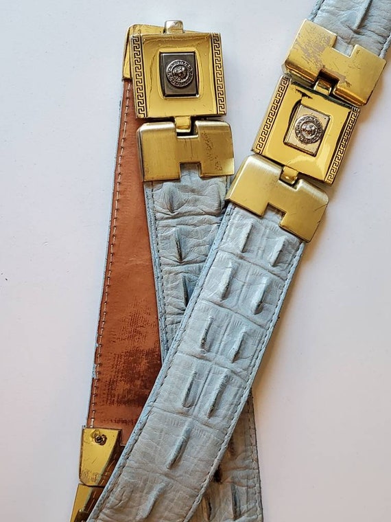 HOLSTER ベルト ヴィンテージ ブルー、ライトブルー クロコダイル 