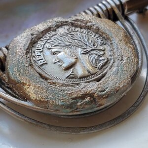 Bronze Brooch Vintage Brooch Designer Brooch Coin brooch image 4