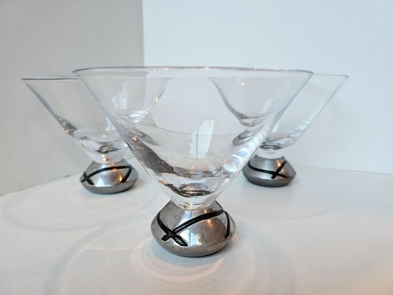 LENOX Martini Glasses Vintage Martini Glasses Silver Short 