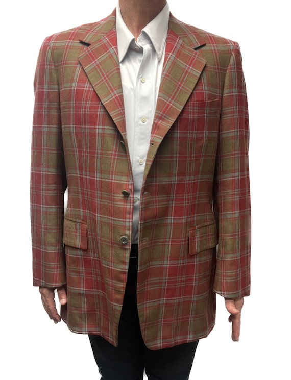 Vintage Plaid Sports Coat, Red, Green and Brown Sp