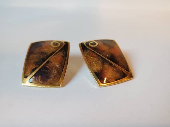 Vintage enameled earrings by Berebi, 1980's - image 1