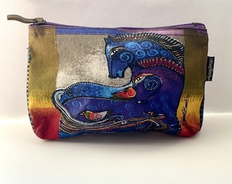 Designer Purse, Cloth Purse, Purse by Laurel Burch, Horse Purse, Designer Makeup Bag