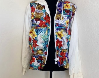Vintage Floral Bomber, Vintage Jacket,  Lavon Bomber, Zipper Jacket, Floral Jacket, Summer Bomber, Retro Bomber Jacket, Zipper Nylon Jacket
