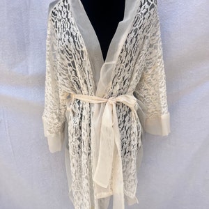 Vintage Lingerie, White Lace Robe, Vintage Robe, Lace Robe, Unisex Robe, Vintage Lingerie Robe, Loungewear, Sleepwear image 1