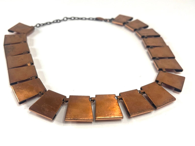 MATISSE Vintage Red Stone and Copper Necklace, Copper and enamel Choker, Vintage Copper Bib Necklace, Choker, Designer Choker image 8