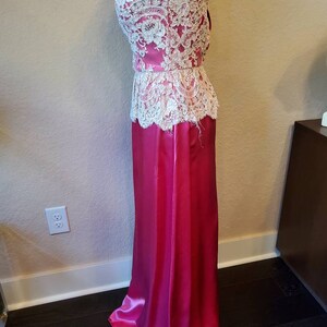 Vintage fuchsia and lace gown by Reynolds Designs Atlanta, 1980's image 3
