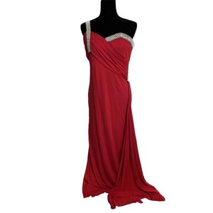 VICTORIA ROYAL 90s Vintage Designer Red Dress, One Strap Red Dress, Rhinestone Dress, Vintage Evening Gown, Vintage Prom Dress, Evening Wear image 7