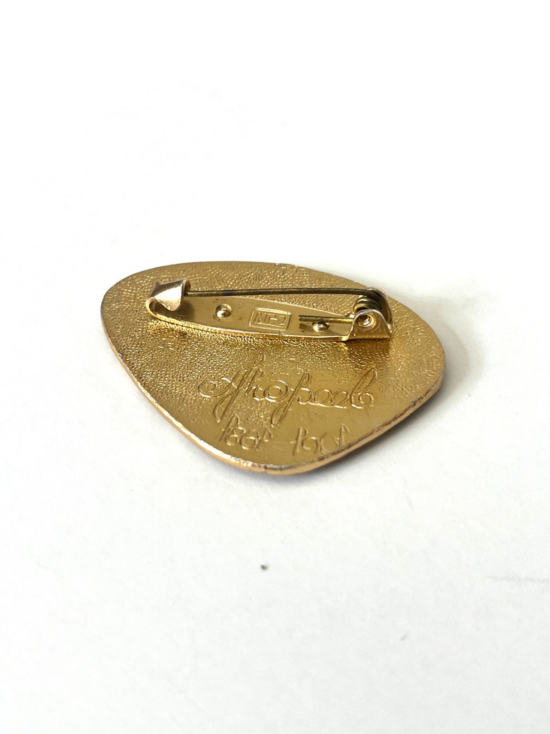 Vintage Gold Brooch Guitar Brooch Golden Guitar Pin image 7