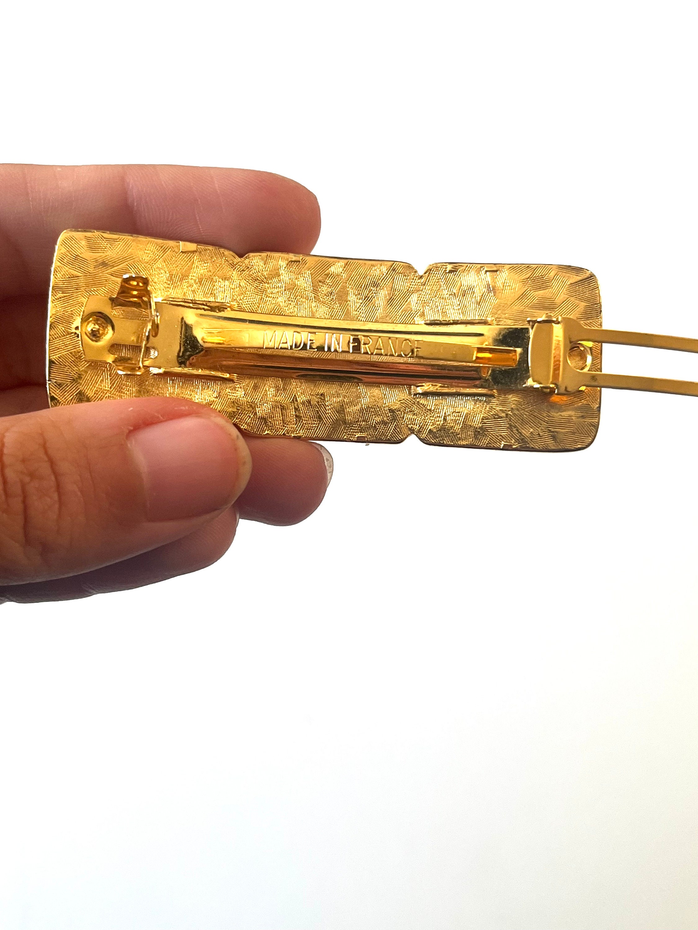 Anne Klein Vintage Hair Clip, Vintage Anne Klein, Gold Lion  display picture 3