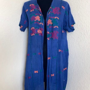Maria Bonita Cardigan, Blue Cardigan, Cardigan with Embroidery, Vintage Cardigan, Blue Embroidered Cardigan, Vintage Tunic, Ethnic Clothing
