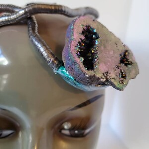 Custom made vintage serpentine and rainbow aura stone with image 8
