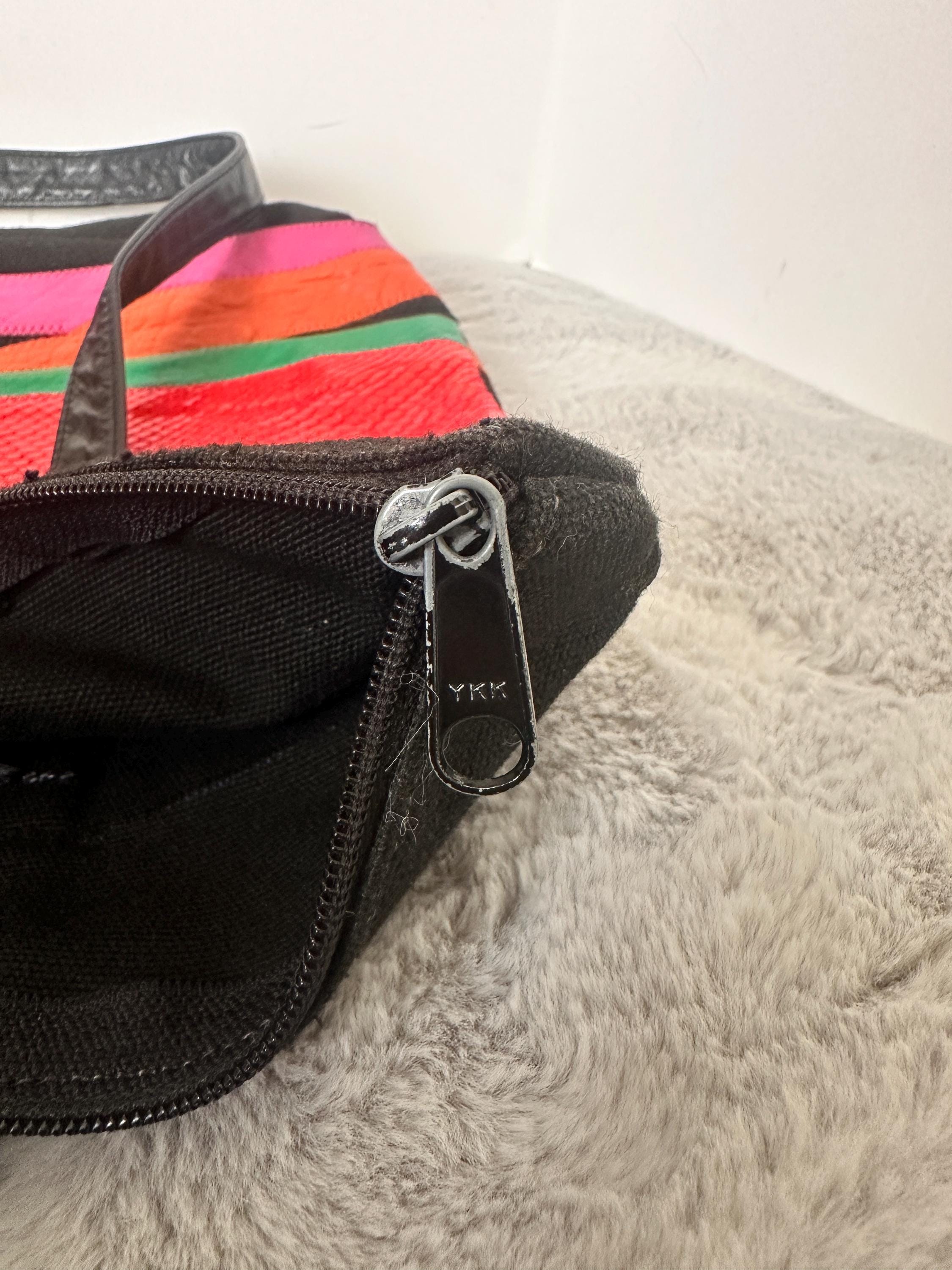 Vintage CARLOS FALCHI Patchwork Leather Tote, Colorful 