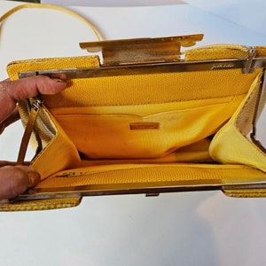 JUDITH LEIBER Designer Vintage Handbag, Yellow Snakeskin Purse, Judith Leiber Shoulder Purse, Designer Crossbody Purse, Classy Yellow Purse image 4