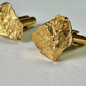Boutons De Manchette Vintage Signés Dante - Or Texturé, Pierre, Occasion, Pour Look élégant Rétro