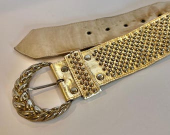 Vintage 1980’s Revcor Gold Studded Leather Belt silver tone buckle Vintage | Accessories | Vintage 98s Revcor Gold Studded  main image 4