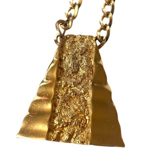 Vintage Gold Pyramid Nugget Necklace, Gold Pendant Necklace, Large Statement Necklace, Gold Chain Necklace, Vintage Gold Necklace image 2
