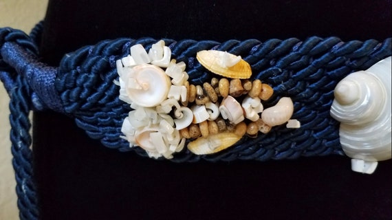 Navy Rope Seashell Belt, Vintage Shell Belt, Naut… - image 6