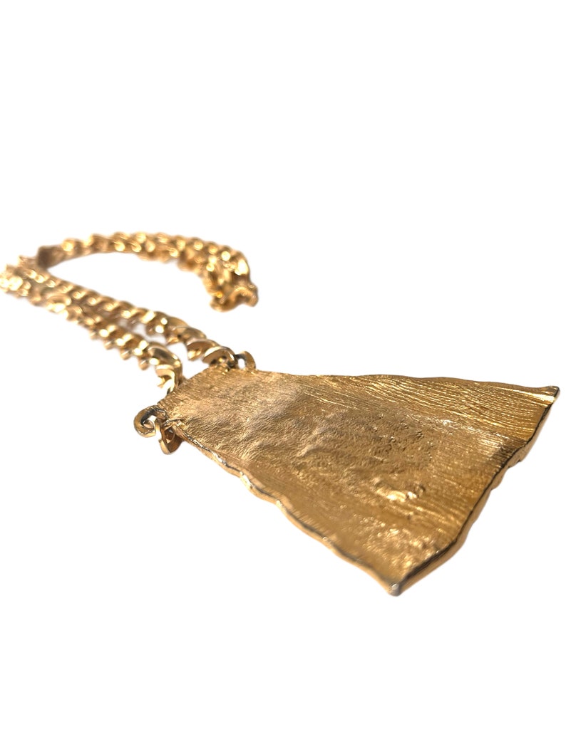 Vintage Gold Pyramid Nugget Necklace, Gold Pendant Necklace, Large Statement Necklace, Gold Chain Necklace, Vintage Gold Necklace image 8