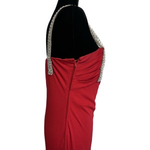 VICTORIA ROYAL 90s Vintage Designer Red Dress, One Strap Red Dress, Rhinestone Dress, Vintage Evening Gown, Vintage Prom Dress, Evening Wear image 6