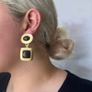 Designer Drop Earrings Vintage cobochan earrings clip on image 9