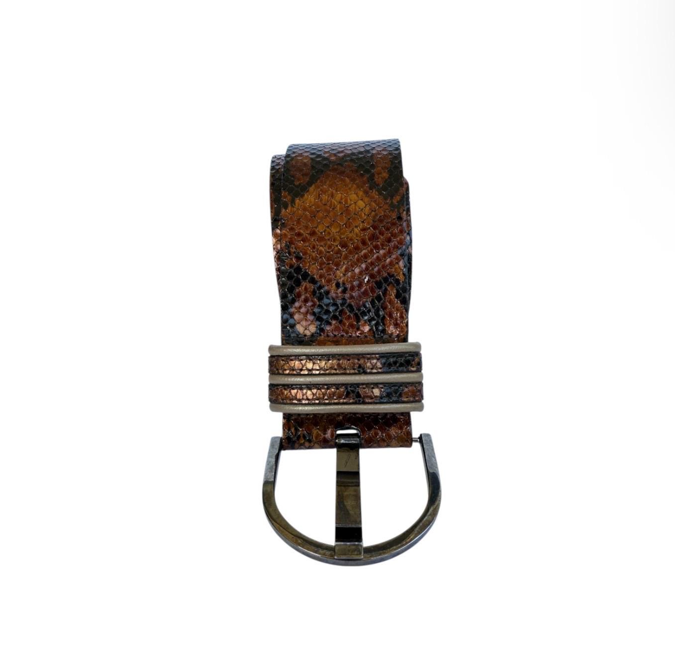 Vintage Streets Ahead Snake Embossed Leather Belt, Wide 