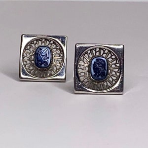 Warrior Cufflinks, Silver Cufflinks, Mid Century Cufflinks, Mens Cufflinks, Wedding Gift, Greek Cufflinks, Mens Accessories, 60s Cufflinks