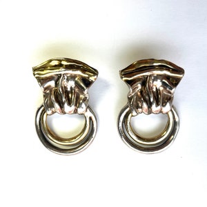 Vintage 925 Silver Earrings Clip on Earrings Silver Tone image 1