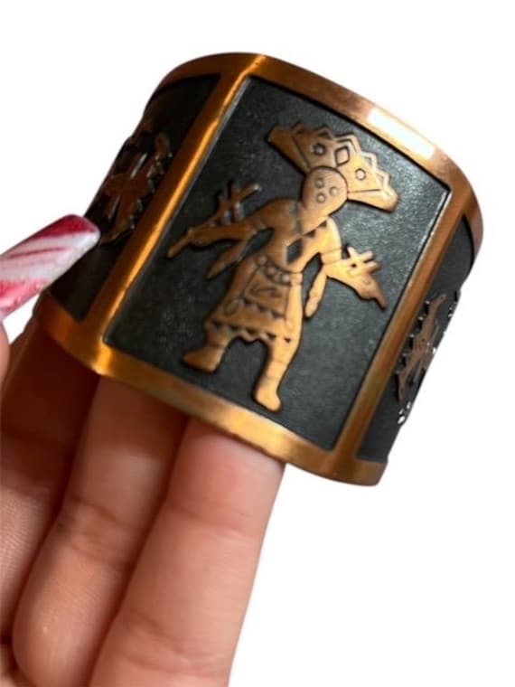 Vintage Solid Copper Native Cuff, Wide Copper Cuf… - image 8