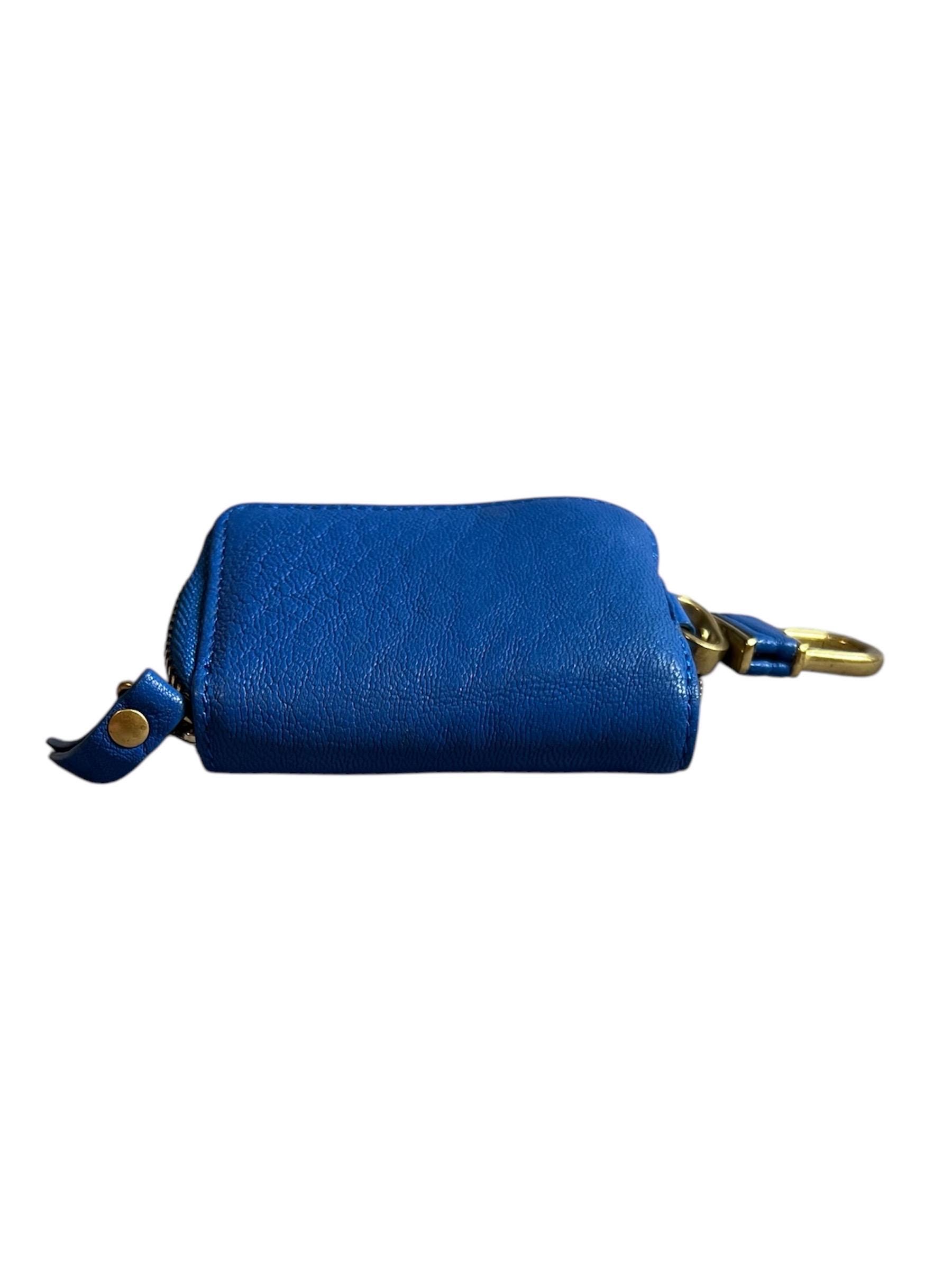 MCM Blue Wallet and Key Holder , Blue and Gold Coin Purse, MCM