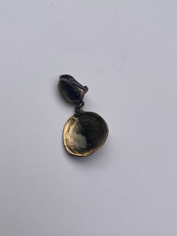 Vintage Brush Gold Earrings, Vintage Clip-On Earr… - image 8