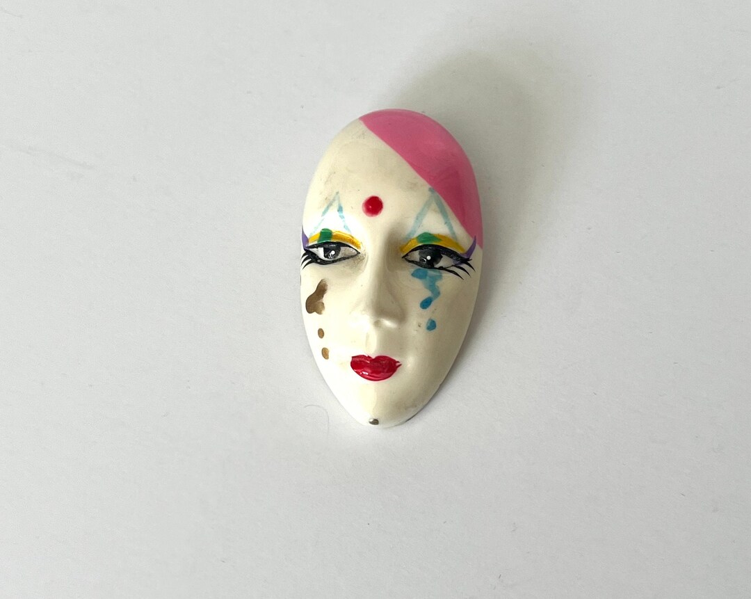 Clown Face Brooch Mime Pin Clown Jewlery French Face - Etsy