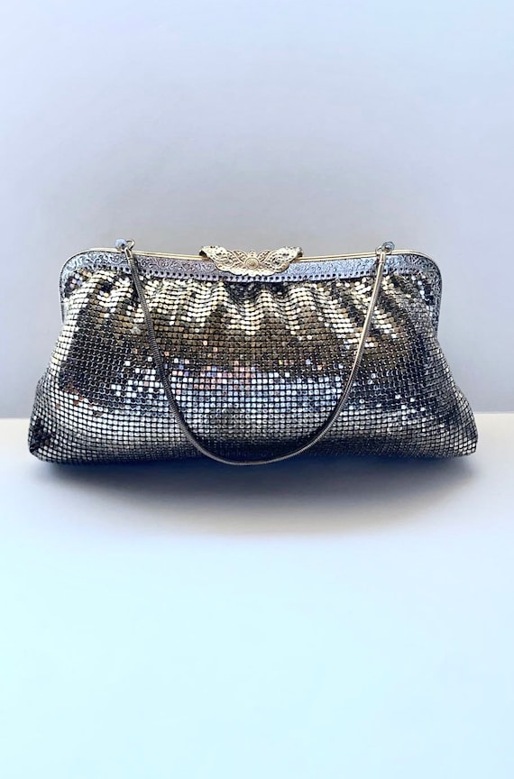 Vintage mesh purse, silver mesh, mesh purse, eveni