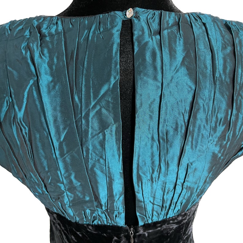 NICOLE MILLER Vintage Dress, Teal and Black Velvet Dress, 80s Prom Dress, Vintage Prom Dress, 80s Fashion, Vintage Formal Wear, 90s fashion image 8