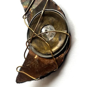 Vintage Brutalist Brooch, Metal Crescent Moon, Wire Brooch, Unique Brooch, Abstract Brooch, Vintage Pin, Abstract Pin, Mixed Metal Pin image 4