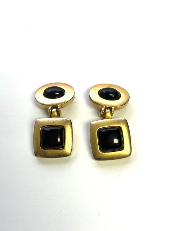 Designer Drop Earrings, Vintage cobochan earrings,