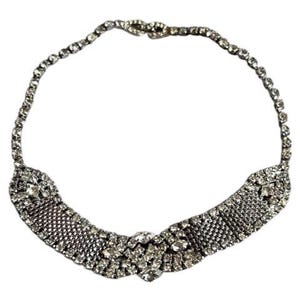 Vintage Rhinestone Silver Tone Choker, Rhinestone Choker, Old Hollywood Rhinestone Choker,  60s Rhinestone Necklace, Vintage Necklace