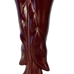 CAMARK USA 598 Pottery, Vintage Maroon Floral Vase, Vintage Ceramic Vase, Leaf Shaped Vase, Red Ceramic Vase, Floral Decor, 1930s Art Deco
