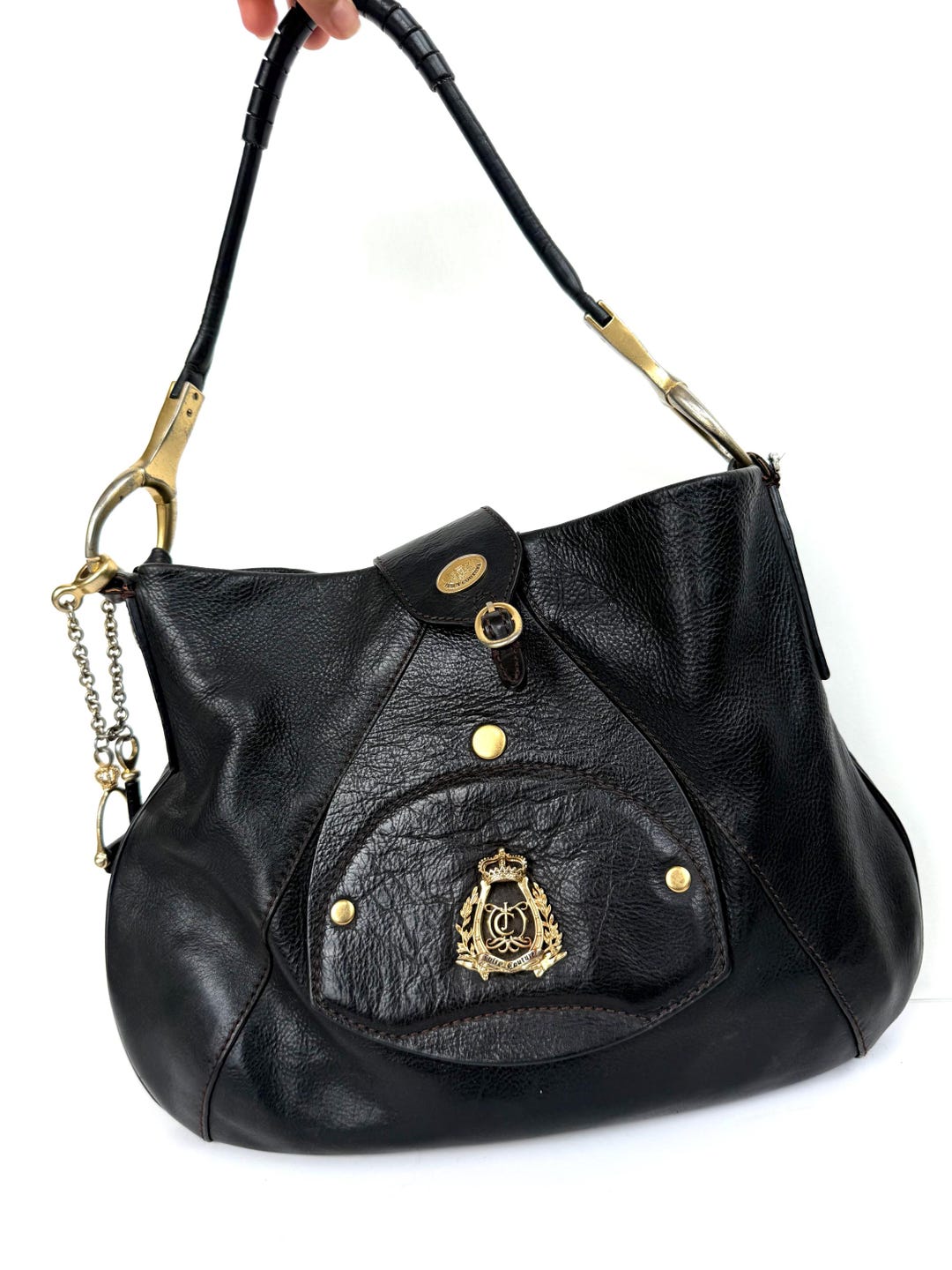 バッグ JUICY COUTURE bag shoulder Y2K leather JUICY COUTURE Vintage Black Nylon Leather Y2K Shoulder Tote
