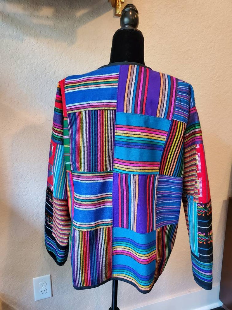 Multi color patchwork blazer handwoven image 8