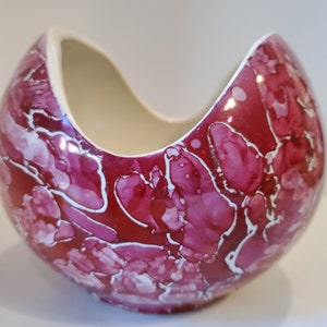 RARE McCoy Pottery, Rare Marble Glazed Ceramic, Art Deco Bowl, Collectible Pottery ,1950&#39;s Pottery, Vintage Flower Vase, Signed Pottery,