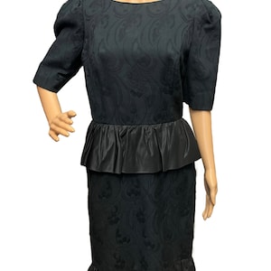 MICHAEL NOVARESE Designer Dress, Vintage Black Dress, Vintage 80s Formal Dress, Vintage Dress, Patterned Black Dress, Classic Black Dress