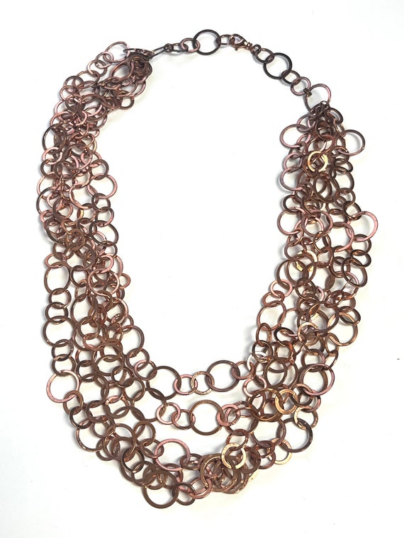 Vintage Copper Necklace, Chained Necklace, Chain L