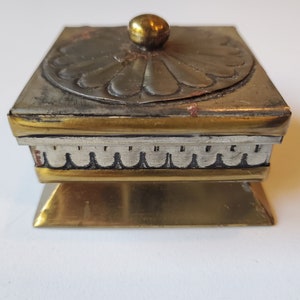 Vintage Brass Box, Metal Embossed Box, Jewelry Box, trinket Box, Ring Box, Wedding Box, Tin Box, Vintage Metal Box,