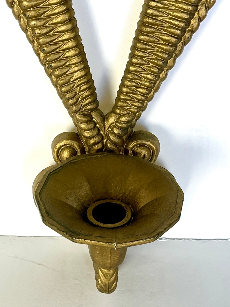 MCM Gold Vintage Wall Sconce, Gold Retro Candle Holder, Gold Mid Century Modern Candle Holder, Burwood Prod, 1970s Home DecorRetro Home image 7