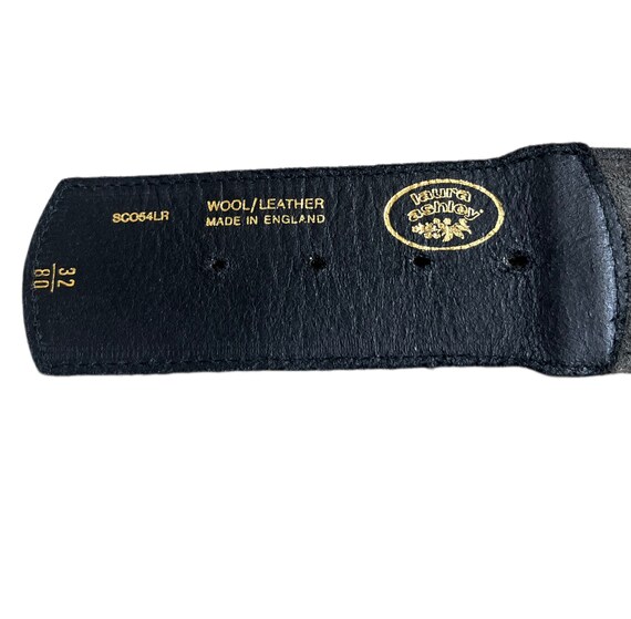Vintage Laura Ashley Needlepoint Floral Belt, Black Wool  display picture 1