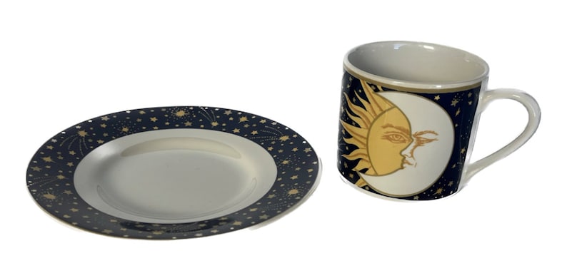 1993 VITROMASTER GALAXY Cups and Saucer, Sun and Moons Cups and Saucer, Sakura Inc Galaxy Set, Collectors Cup and Saucers, Zodiac Tea Set image 6